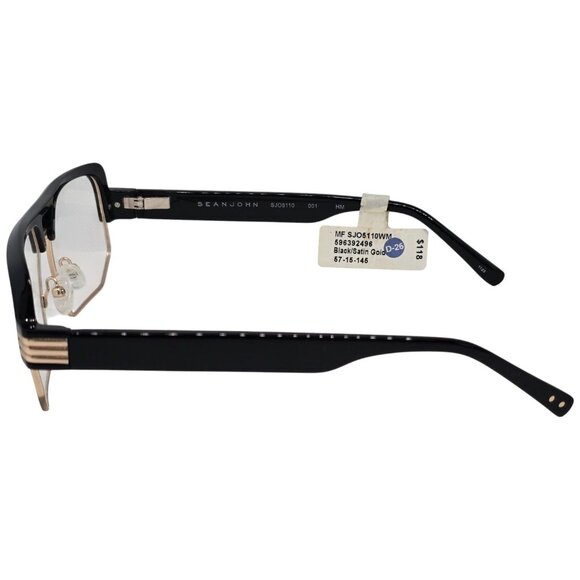 Sean John Black & Gold Square Eyeglasses Frame SJO5110WM 67-15-145 Unisex - Picture 3 of 5